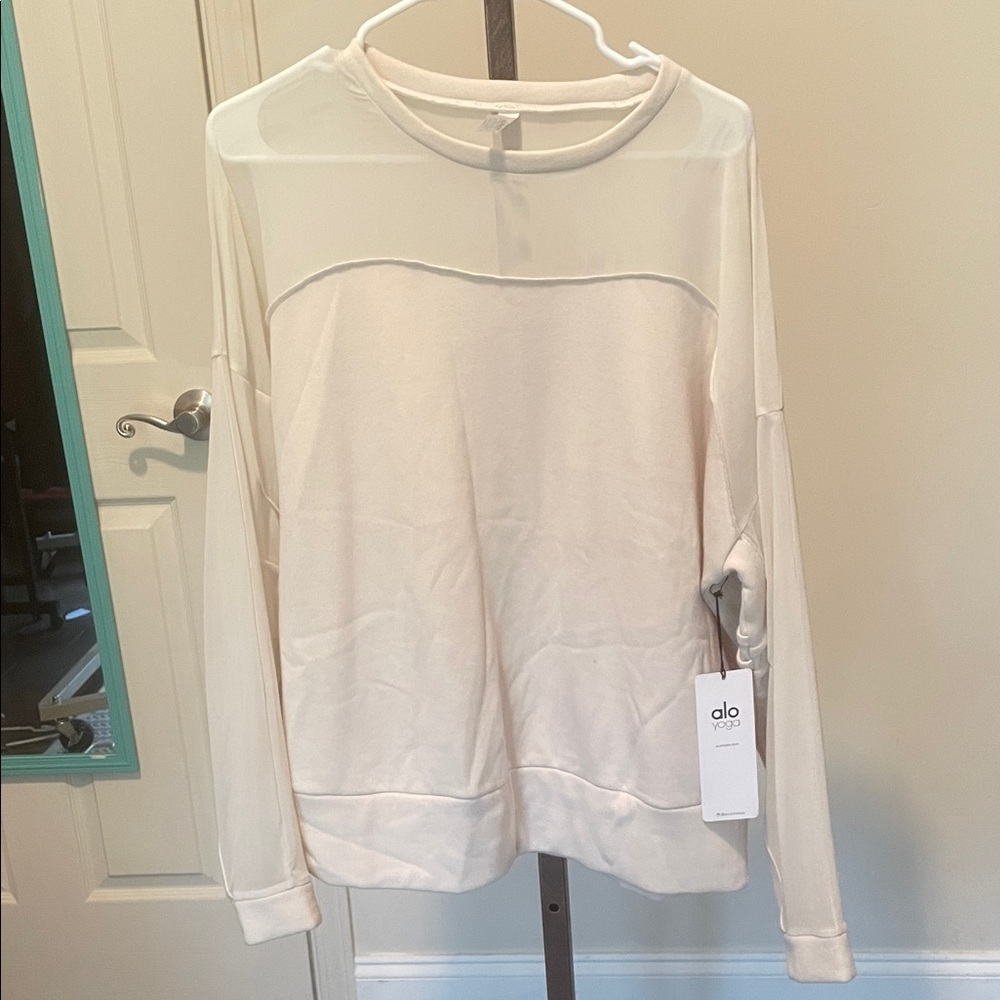 ALO Yoga Women's Bone Sheer Panel Contoured Sweatshirt